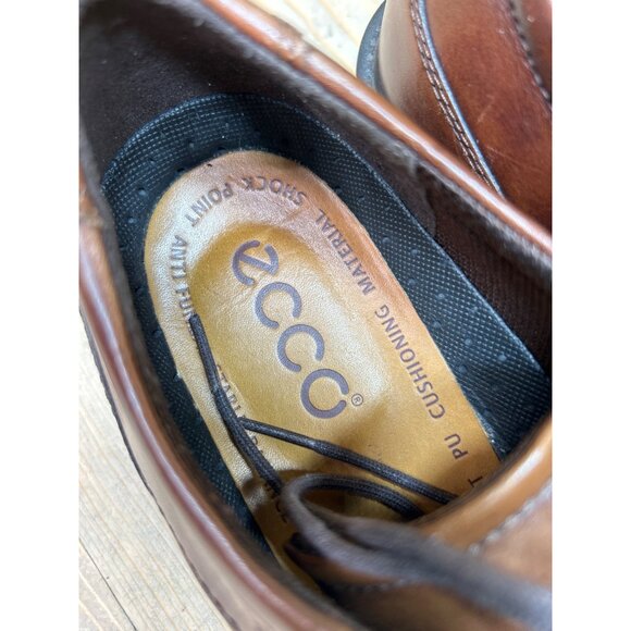 Ecco Mens Brown Leather Lace-Up Dress Shoes Size 43 US 9/9.5 Ecco Mens Brown Leather Lace-Up Dress Shoes Size 43 US 9/9.5